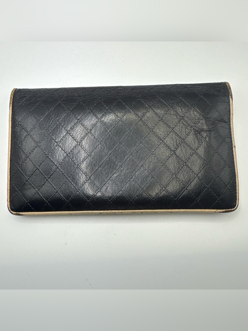 CHANEL Vintage Quilted Lambskin Wallet Black/Beige 12 Series w/card - Picture 15 of 16